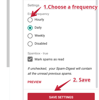 Choose frequency Choose frequency